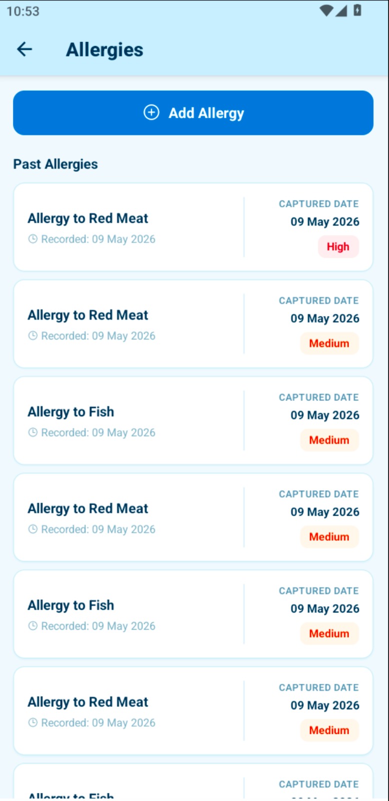 Allergy tracking