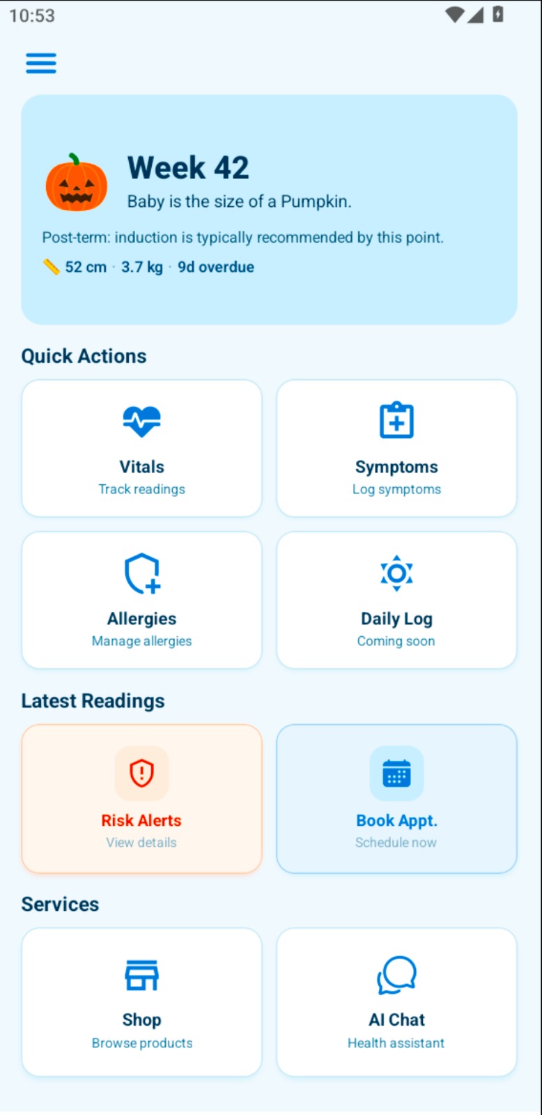 Pregnancy dashboard